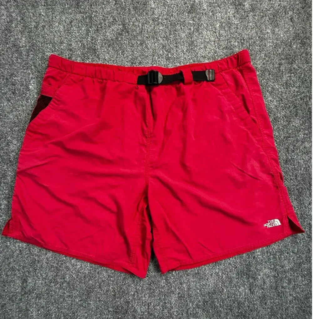 The North Face Red Nylon Hiking Trail Shorts Belted Men's XL Outdoor